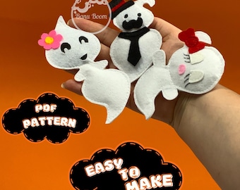 Halloween Felt Ghost Family Sewing Pattern: DIY Ornaments (Digital PDF Pattern)
