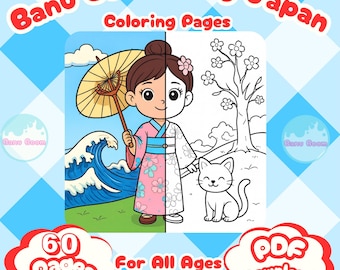 Japan Coloring Pages Bundle: 60 Cozy Kawaii Scenes Printable PDF + PNG, A4 & US Letter | Instant Download Banu Boom Cozy Coloring