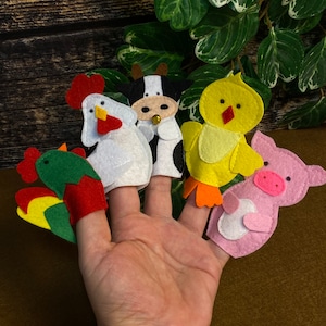 Felt Farm Animal Finger Puppet Set, Educational Montessori Inspired toys, Preschool Learning, enchanting imaginative storytelling aids,