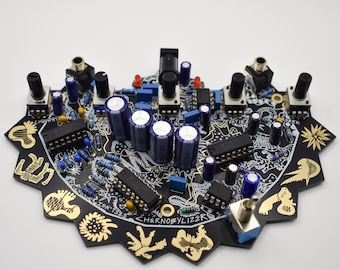 Chernobylizer Noise Synth PCB – Black & Gold, DIY Sound Art - PCB