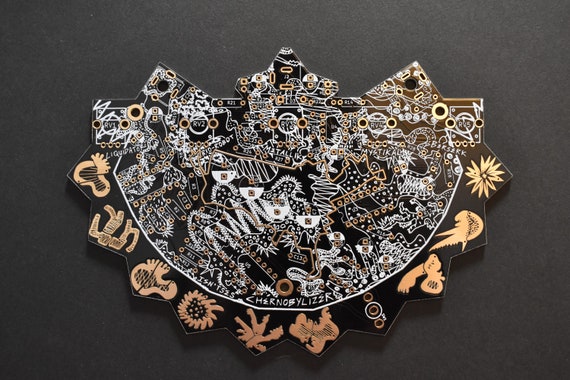SKULL & CIRCUIT モジュラー DIY PCB & パネルセット Chernobylizer Noise Synth PCB – Black & Gold, DIY Sound Art - PCB