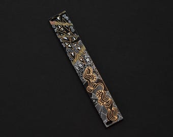 4HP Eurorack Blank Panel, Black & Gold Geometric PCB Art, 3U