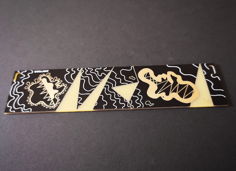 6HP, Eurorack Blank Panel Featuring Artwork. 3U, Black & Gold Modular Blind Panel, PCB Art, Eurorack Accessories, PCB Art image 5