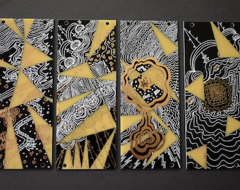 Bundle Deal: 4x 10hp Eurorack Blank Panels with artwork, 3U. New designs, Black & Gold Modular Synth Blind Panel, PCB Art