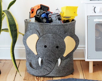 Boîte de rangement en feutre | Coffre à jouets pour la chambre des enfants | Éléphant jouet de lessive, cadeau de grossesse et baby shower