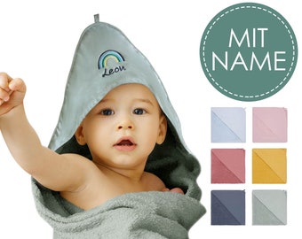 Baby Kapuzenhandtuch mit Namen bestickt | Babyhandtuch Personalisiert | Baby Geschenk Badetuch Jungen Mädchen