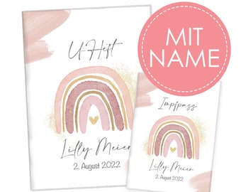 U-Heft und Impfpass Hülle personalisiert | Schutzhülle mit Namen | Geschenk für Geburt, Schwangerschaft und Babyparty Jungen & Mädchen