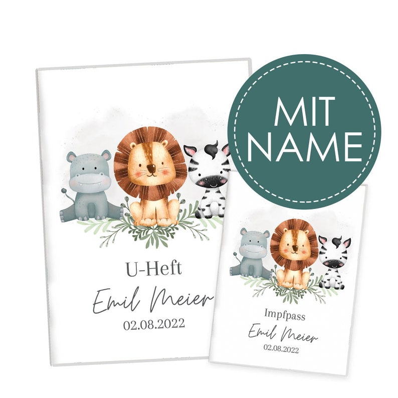 U-Heft und Impfpass Hülle personalisiert Schutzhülle mit Namen Geschenk für Geburt, Schwangerschaft und Babyparty Jungen & Mädchen Bild 1