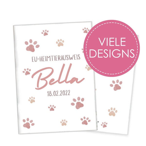 EU-Heimtierausweis & Impfpass Hülle personalisiert | viele Designs | Schutzhülle mit Namen | Hund Katze Haustier