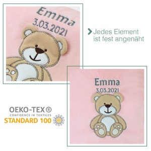 Coperta per bambini con certificato Öko Tex ricamato con testo desiderato Coperta coccolosa personalizzata per neonati e bambine I primo equipaggiamento nascita immagine 7