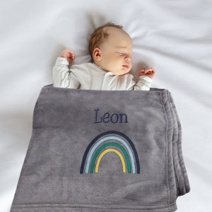 Babydeken met Oeko-Tex certificaat geborduurd met gewenste tekst | Gepersonaliseerde deken voor babyjongens en -meisjes | Geboorte startpakket