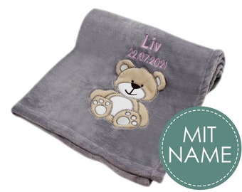 Coperta per bambini con certificato Öko Tex ricamato con testo desiderato | Coperta coccolosa personalizzata per neonati e bambine I primo equipaggiamento nascita