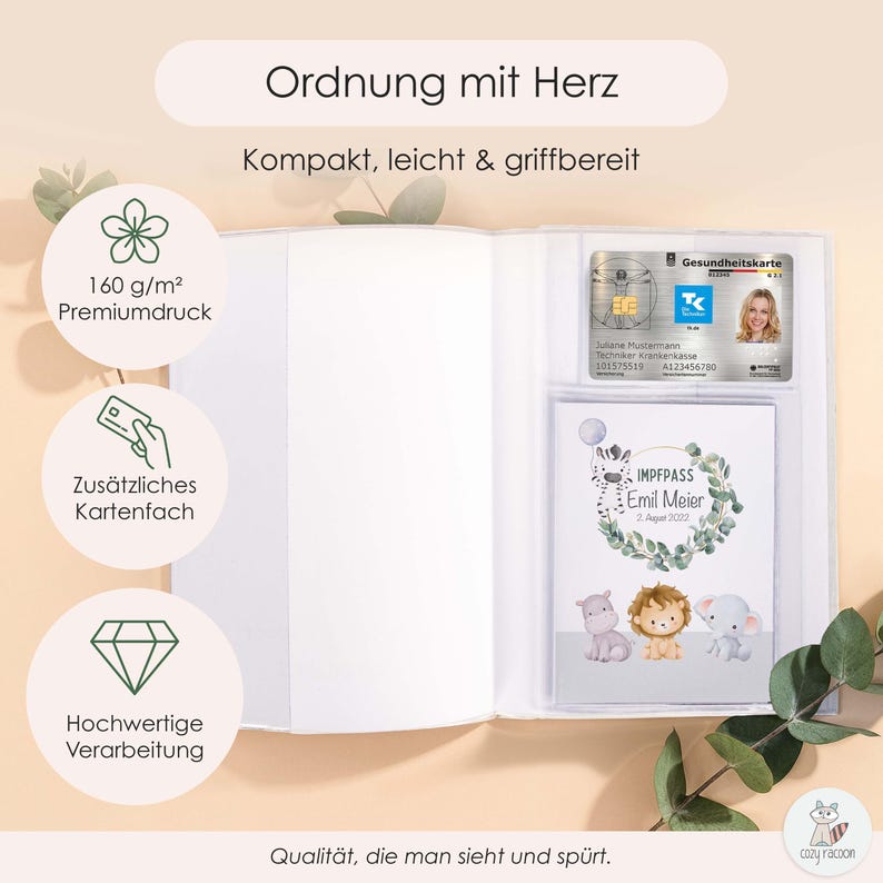 Personalized U-booklet and vaccination certificate cover | Protective cover with name | Gift for birth, pregnancy, and baby shower for boys and girls image 6