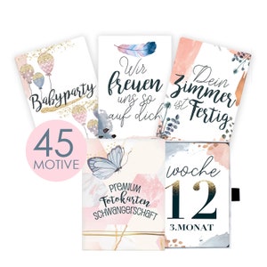 45 Meilensteinkarten für die Schwangerschaft I Schwangerschaftstagebuch I Geschenk Baby Mama zur Geburt, Babyparty Meilenstein Schwanger