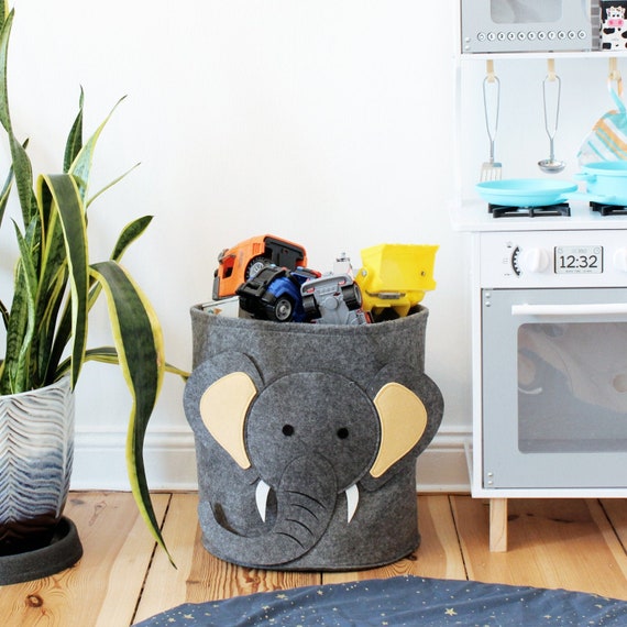 Aufbewahrungsbox aus Filz | Spielzeugkiste fürs Kinderzimmer | Wäsche Spielzeug Elefant, Geschenk für Schwangerschaft und Babyparty