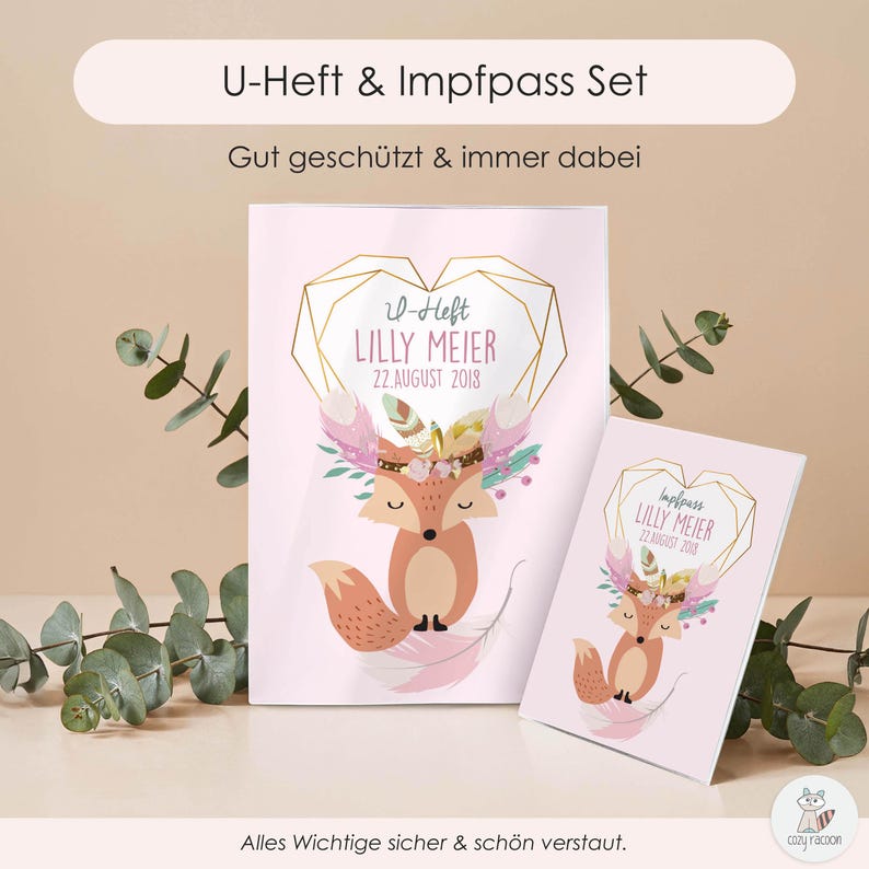 Personalized U-booklet and vaccination certificate cover | Protective cover with name | Gift for birth, pregnancy, and baby shower for boys and girls image 5