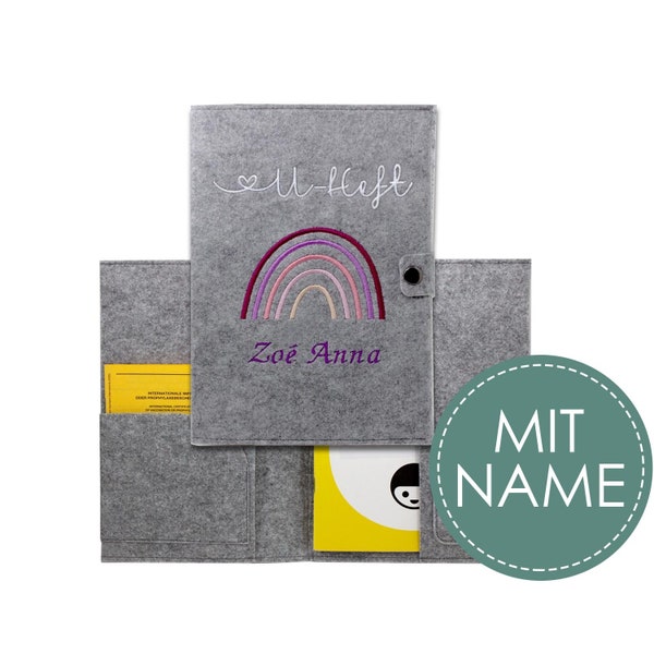 Filz U-Heft Hülle personalisiert für das deutsche Untersuchungsheft | Designs zur Auswahl | Schutzhülle, Geschenk Geburt, Schwangerschaft