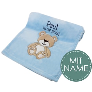 Babydeken met Oeko-Tex certificaat geborduurd met gewenste tekst | Gepersonaliseerde deken voor babyjongens en -meisjes | Geboorte startpakket