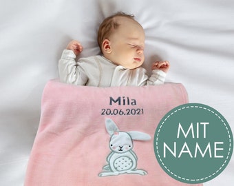 Coperta per bebè con certificato Oeko Tex ricamato con testo a scelta | Coperta personalizzata per maschietti e femminucce I prima dotazione nascita