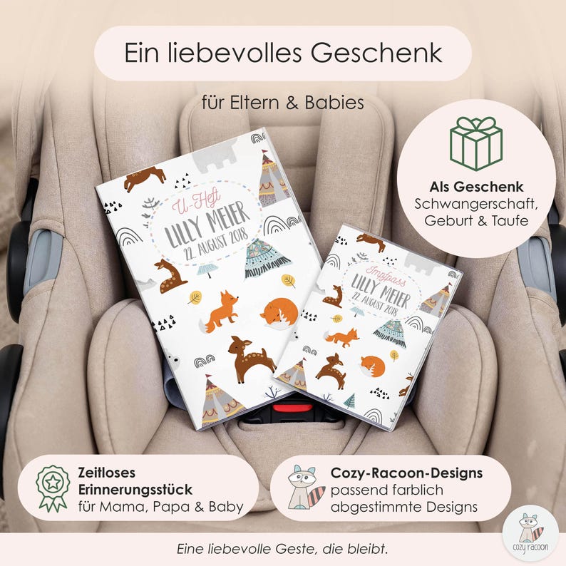 Personalized U-booklet and vaccination certificate cover | Protective cover with name | Gift for birth, pregnancy, and baby shower for boys and girls image 10
