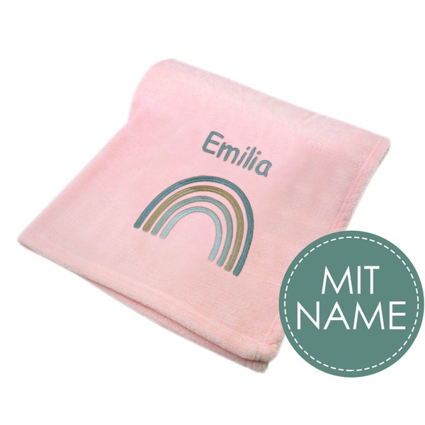 Couverture pour bébé avec certificat Öko Tex brodé du texte souhaité | Couverture câline personnalisée pour bébés garçons et filles I naissance équipement initial