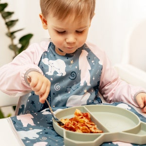 Bavoirs pour manger et bricoler pour garçons et filles en 2 tailles de 6 à 48 mois bavoir à manches longues lavable bébé tout-petit enfant Eisbär 1 - 4 Jahre