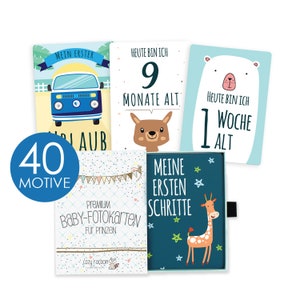 40 Baby Meilensteinkarten für Jungen - Geschenkidee für Geburt, Babyparty, Schwangerschaft