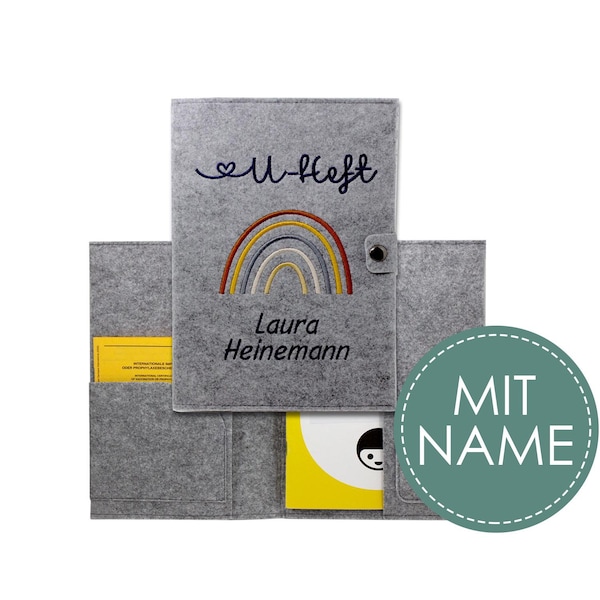 Filz U-Heft Hülle personalisiert für das deutsche Untersuchungsheft | Designs zur Auswahl | Schutzhülle, Geschenk Geburt, Schwangerschaft