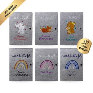 Filz U-Heft Hülle personalisiert für das deutsche Untersuchungsheft | Designs zur Auswahl | Schutzhülle, Geschenk Geburt, Schwangerschaft
