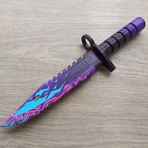 Mockup wooden M9 bayonet knife skin  Digital burst. Cosplay toy.