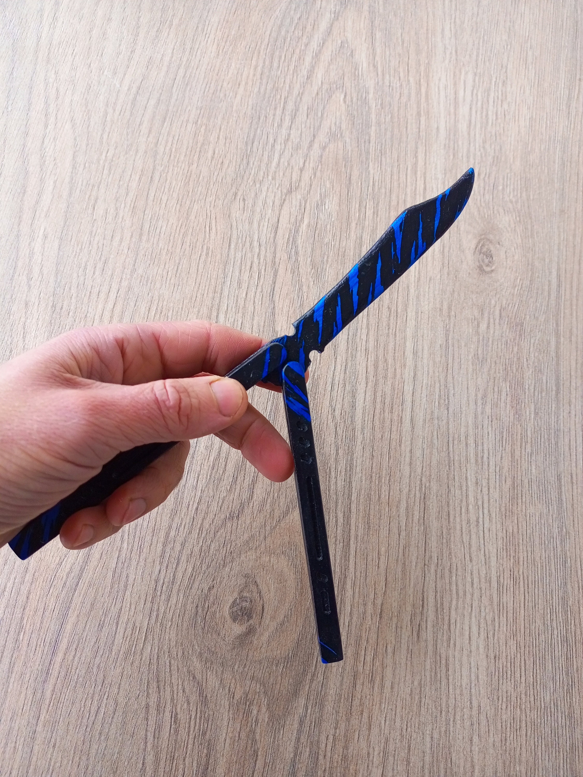 Mockup Wooden Butterfly Knife Skin Fire Storm Cosplay Toy Flip Knife