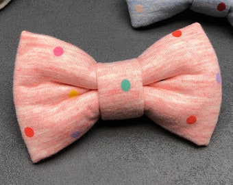 Dog bow tie, dog bow tie, bow tie, coral, pink, mottled, dots, polka dots, dog, cat