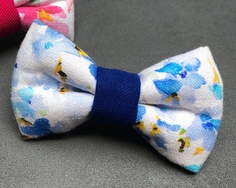 Dog bow tie, dog bow tie, bow tie, blue, white, flowers, dog, cat