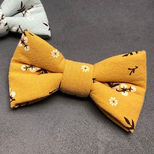 Dog Cat Bow Tie Cotton Flower Yellow White image 1