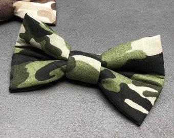 Dog bow tie, dog bow tie, bow tie, dark green, beige, camouflage, military, army, camouflage pattern, dog, cat