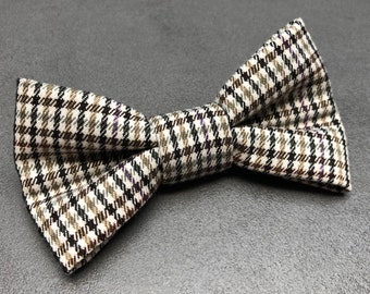 Dog bow tie, dog bow tie, bow tie, checkered, houndstooth, brown, beige, cream, white, glitter