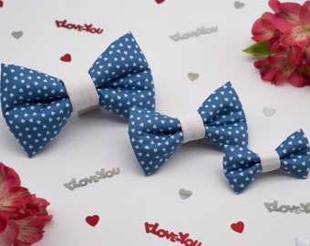 Valentine's bow tie, Valentine's bow tie, dog bow tie, dog bow tie, bow tie, Valentine's Day, blue, white, hearts, dog