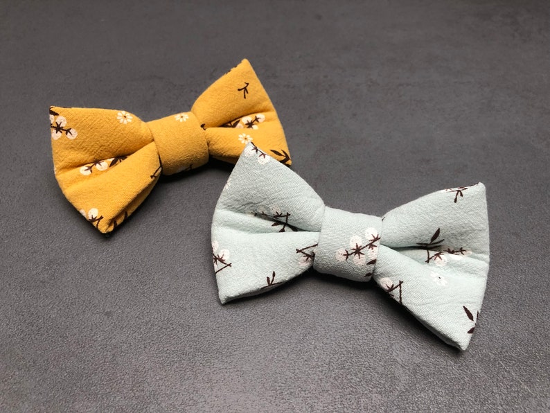 Dog Cat Bow Tie Cotton Flower Yellow White image 3