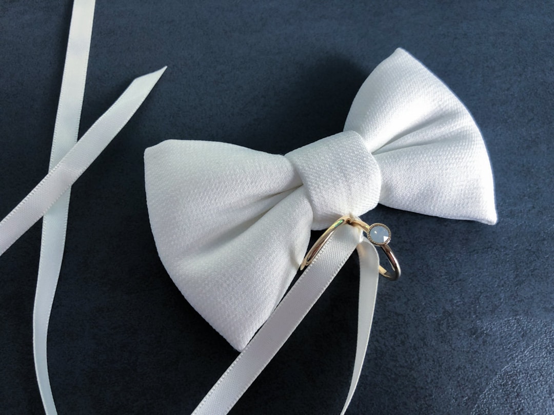 Wedding Ring Holder Dog Bow Tie White Etsy