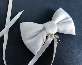 Hochzeitsschleife Hochzeitsfliege Ringhalter Hunderinghalter Hundeschleife Hundefliege Schleife Fliege Weiß Hund