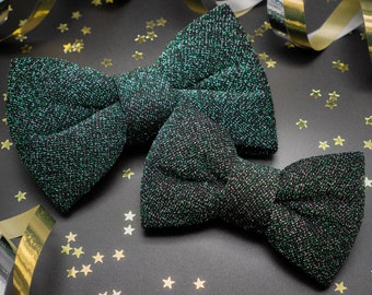 New Year's bow tie, New Year's bow tie, dog bow tie, dog bow tie, bow tie, St. Patrick's Day, New Year's Eve, New Year's Day, glitter, green, silver, dog