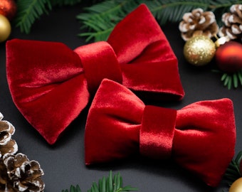 Christmas bow tie, dog bow tie, bow tie, Christmas, red velvet, dog