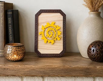 Sacred Spiral Sun Wall Art, Wooden Spiritual Decor, Growth Symbol, Meditation Altar Decor, Energy Balance Gift