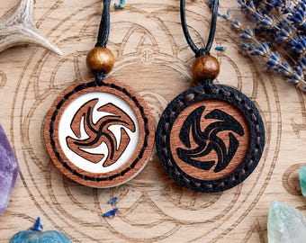 Vaiga Pendant Necklace, Slavic Goddess Tara Amulet, Wooden Pagan Protection Jewelry, Harmony Symbol Gift, Limited Edition