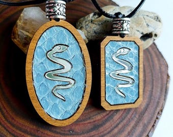 Wooden Snake Talisman Pendant, Handmade Serpent Amulet for Protection and Transformation