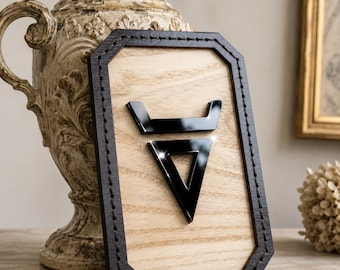 Veles Symbol Wooden Sign, Slavic Pagan Wall Decor, Wealth & Protection Talisman, Spiritual Energy Altar Decor
