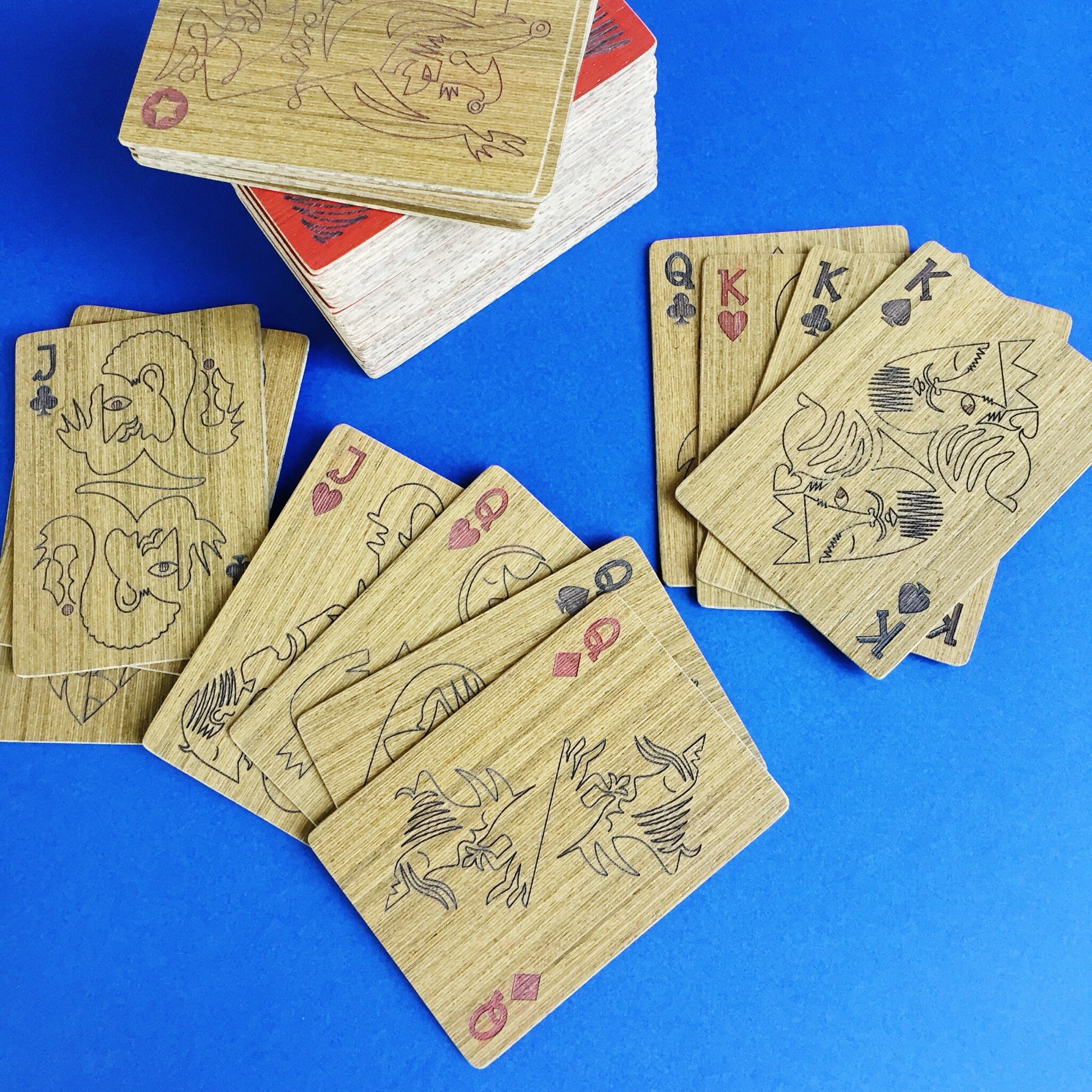 Wooden playing cards poker deck box unique playing cards Etsy