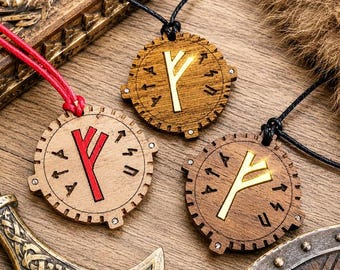 Fehu Rune Pendant Necklace, Viking Wealth Amulet for Money Prosperity & Abundance, Norse Rune Talisman, Handmade Spiritual Gift