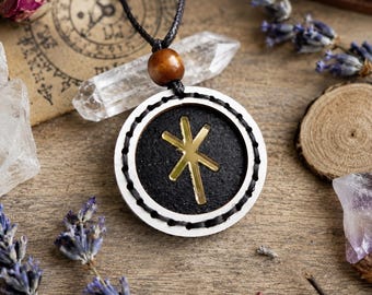 Bind Rune Strength, Zhiva Rune Wooden Pendant Necklace, Slavic Amulet for Life Energy & Love, Pagan Talisman, Spiritual Growth Gift