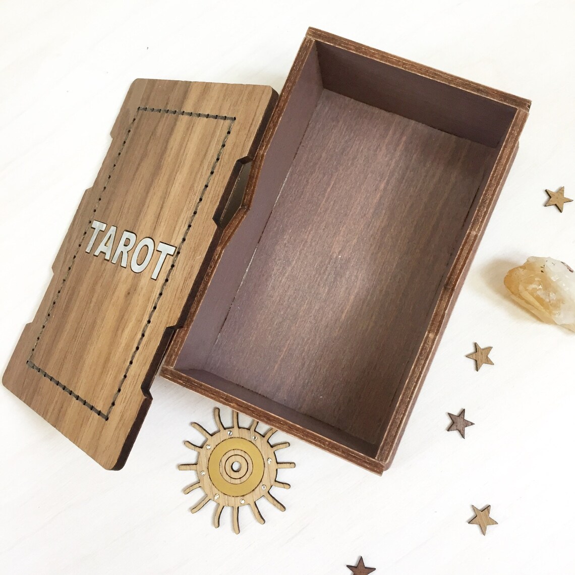 Tarot card box Tarot card holder Small wooden box Small Etsy